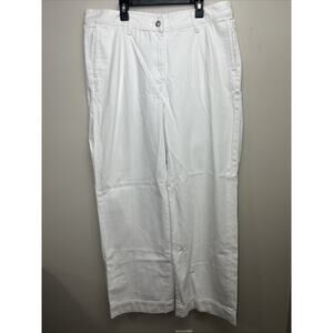 J Crew Wide Leg Essential Trouser Jeans Womens 32 Petite White Denim Pleated 29"